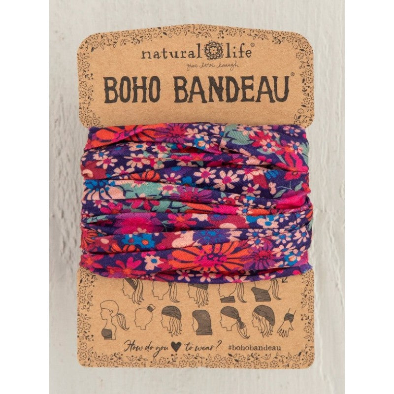 Boho Bandeau Dark Red Pink Floral