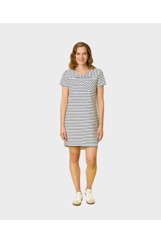Milford Dress By Charlie Jane - White/Navy Stripe