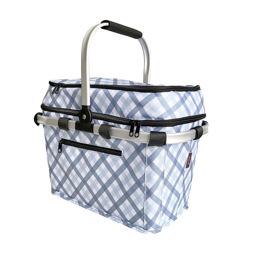 Sachi 4 Person Insulated Picnic Basket - Gingham Blue/Grey