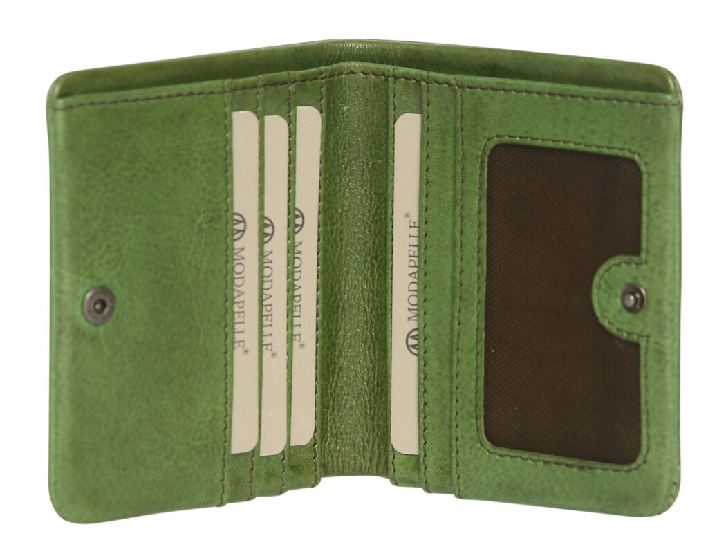 Small Leather Clip Wallet - Grass
