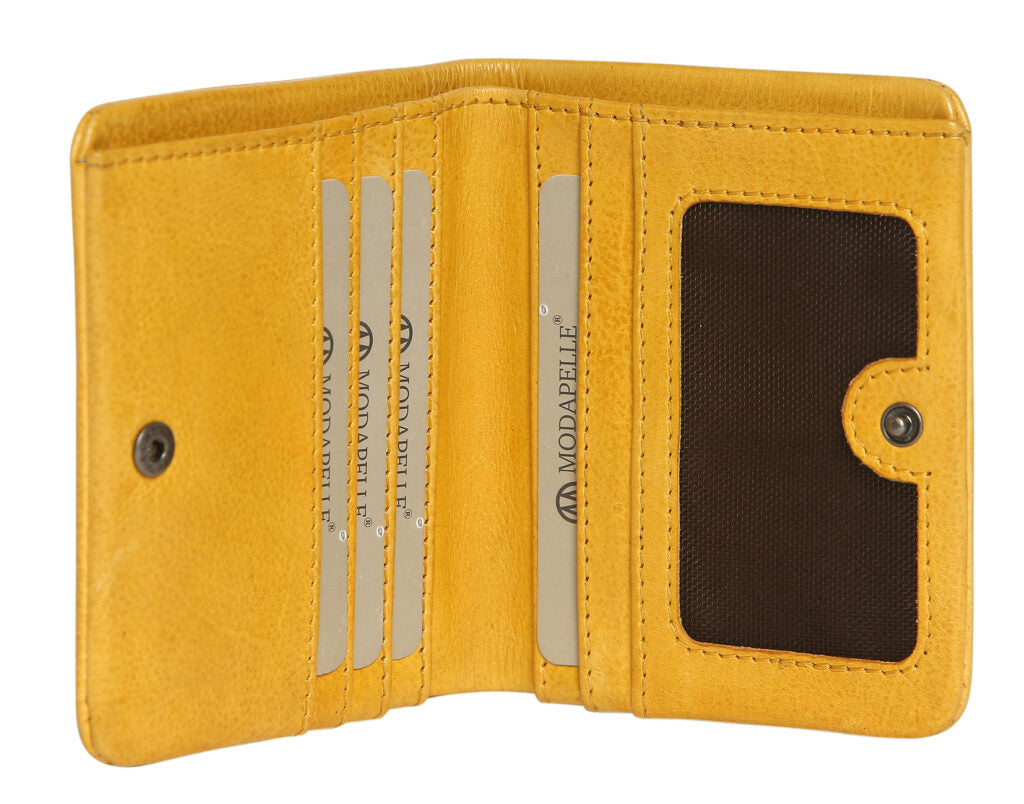 Small Leather Clip Wallet - Yellow