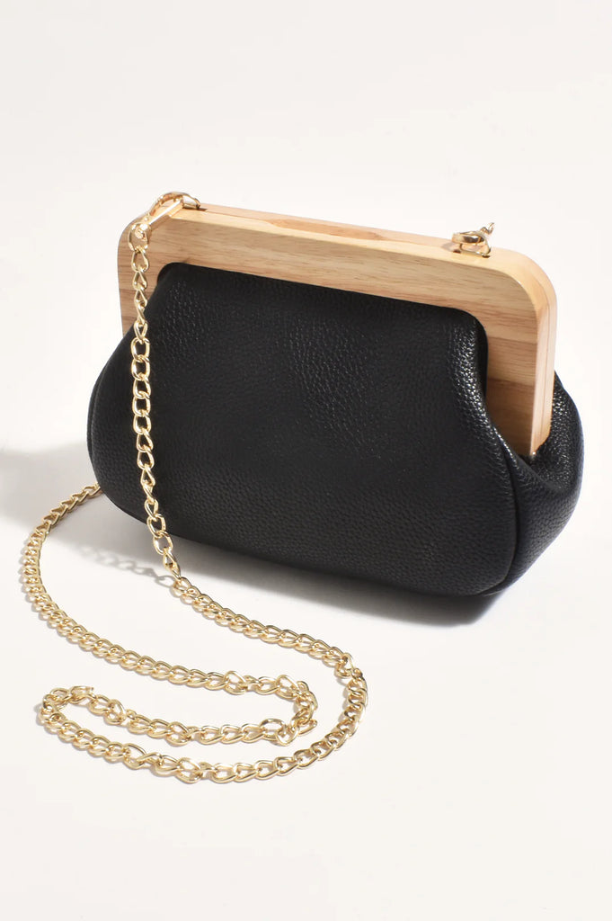 Kimmi Timber Frame Clutch - Black