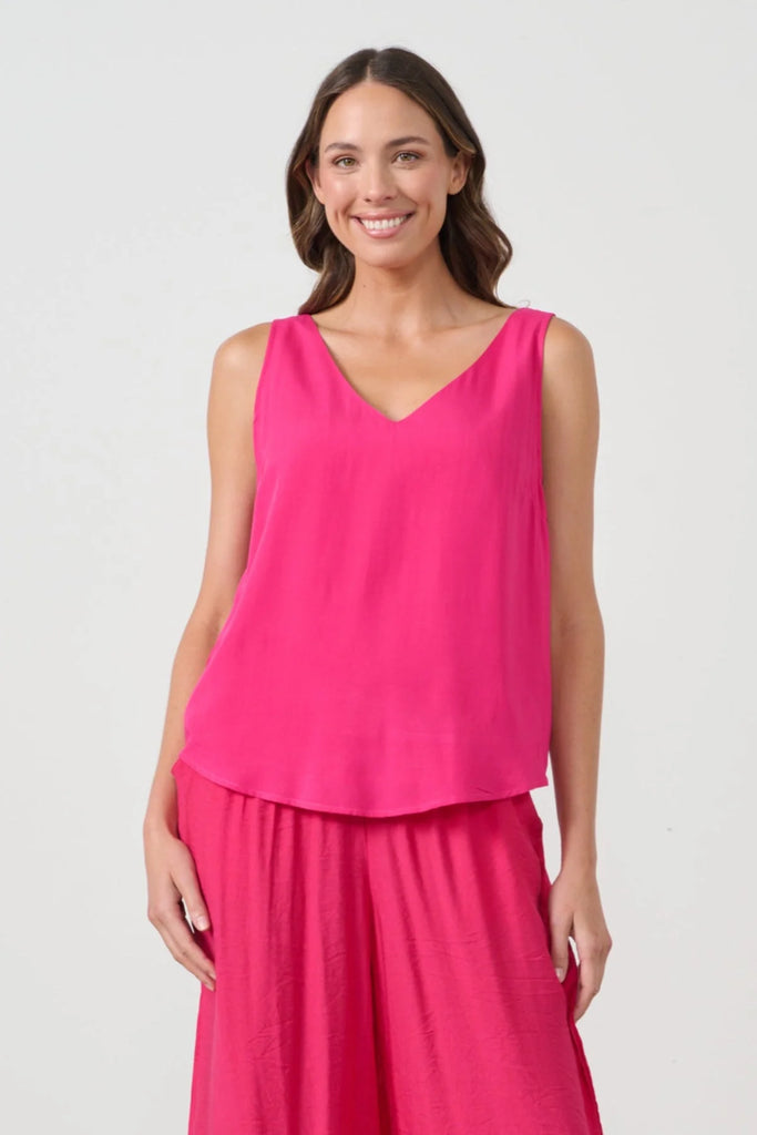 Swing V-Neck Tank By Caju - Hot Pink