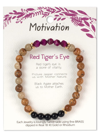 Motivation Wellness Bracelet - Red Tigers Eye