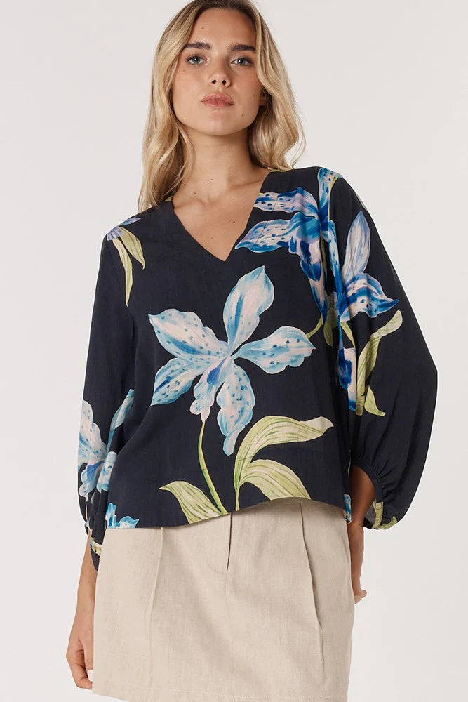 Anthea Blouse By Fate+Becker - Black Floral