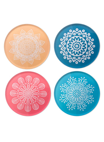 Beautifully Bright Glass Coaster Set Of 4