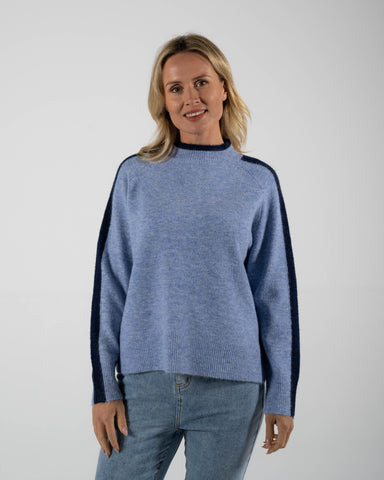 Mock Neck Trim Sweater By See Saw - Denim
