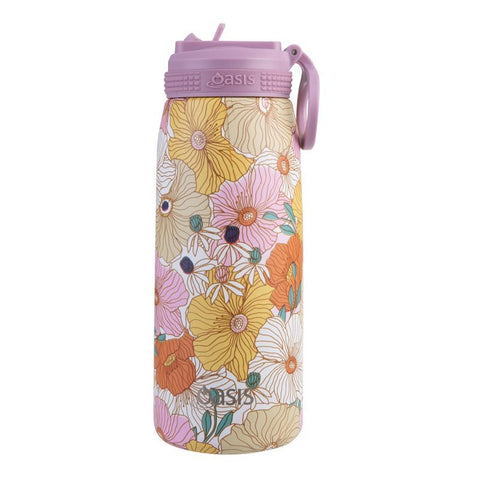 Oasis Insulated Sports Bottle with Straw - Retro Floral