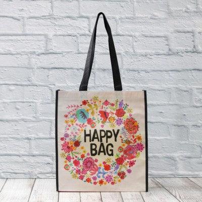 Happy Bag Large - Vert Whimsy Folral Wreath