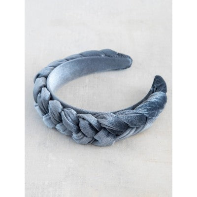 Velvet Braided Headband - Blue