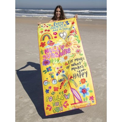 Yoga/Beach Towel - Yellow Hello Sunshine