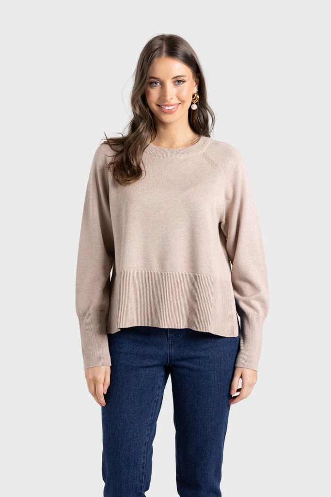 Crew Neck Sweater By Two T's - Biscotti