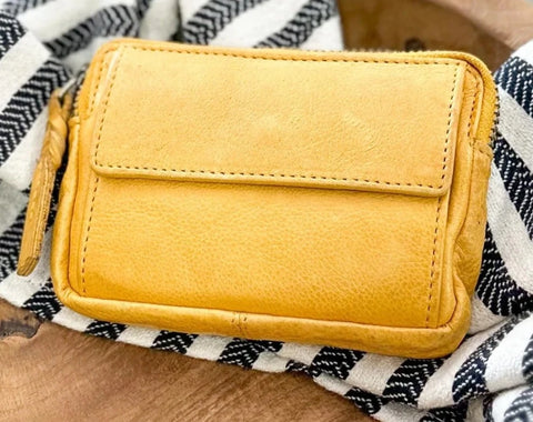 Soft Cow Leather Coin Purse By Modapelle - Yellow