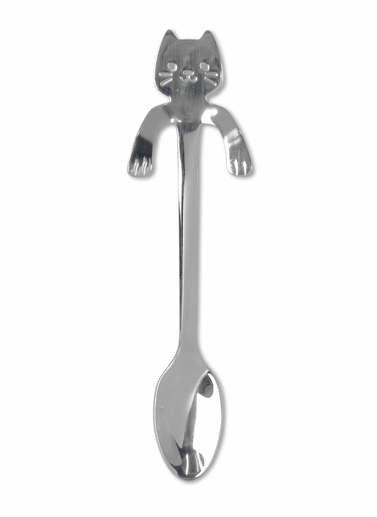 Sentimental Funny Hanging Cup Teaspoon - Cat Silver