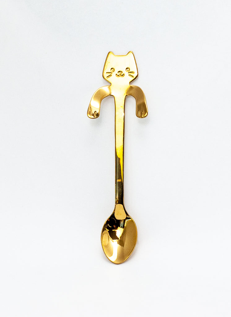 Sentimental Funny Hanging Cup Teaspoon - Cat Gold