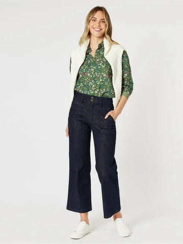 Liberty Floral Print Shirt By Gordon Smith  - Khaki