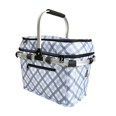 Sachi 4 Person Insulated Picnic Basket - Gingham Blue/Grey
