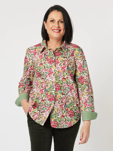 English Rose Cotton Print Shirt By Gordon Smith - Rose