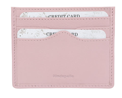 Leather Credit Card Wallet By Modapelle - Pink