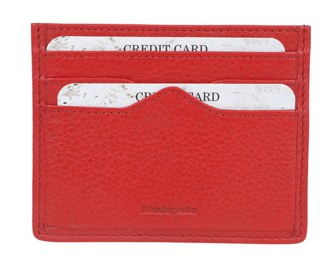 Leather Credit Card Wallet By Modapelle - Red
