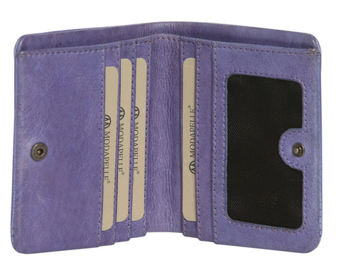 Small Leather Clip Wallet - Lavender