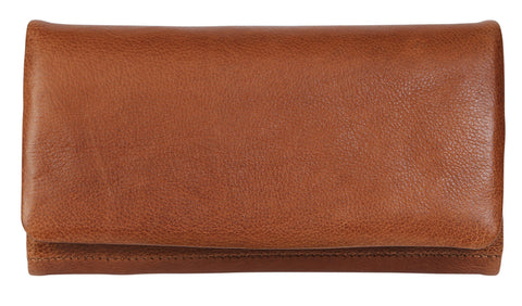 Soft Cow Leather Full Flap Ladies Wallet By Modapelle - Tan