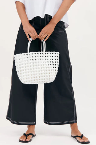 Nadia Small Picnic Weave Basket - White