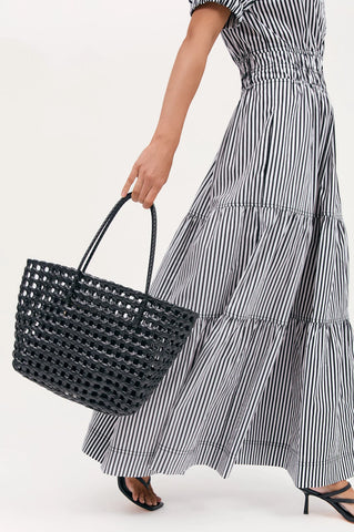 Norah Picnic Weave Large Basket - Black
