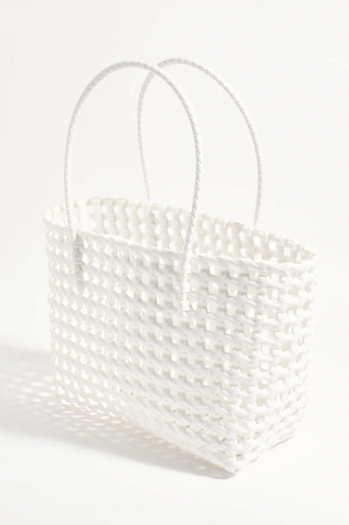Norah Picnic Weave Large Basket - White