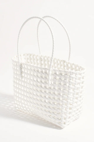 Norah Picnic Weave Large Basket - White