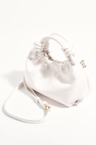 Knotted Handle Slouchy Handbag - White
