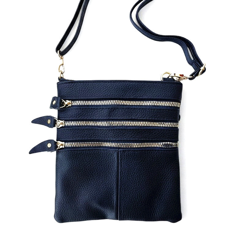 Multi-Zip Crossbody Bag - Navy
