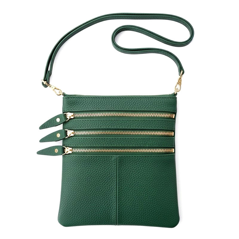 Multi-Zip Crossbody Bag - Green