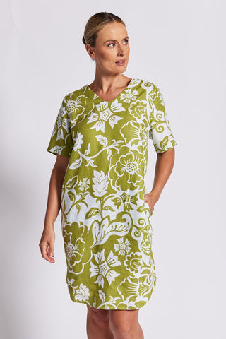 V Neck Linen Dress With Pockets By See Saw - Vine