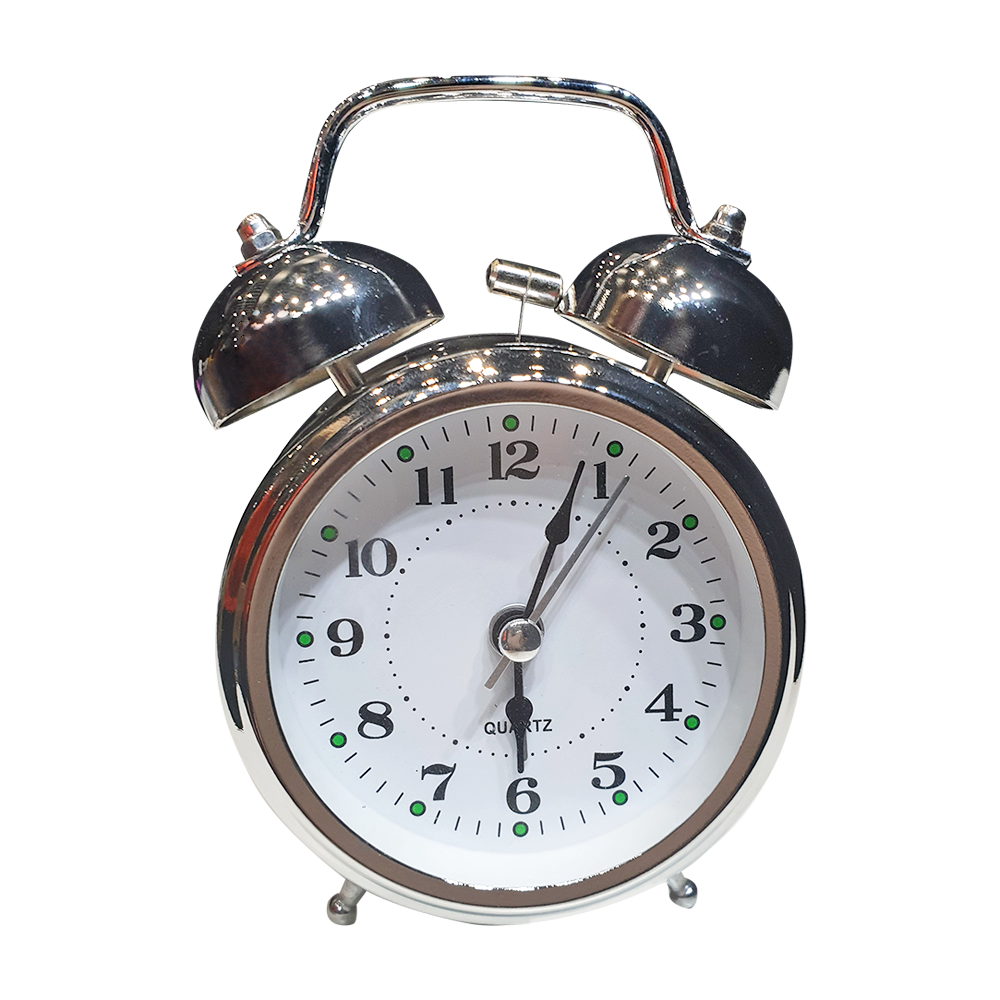 Chrome Alarm Clock - Black Lettering