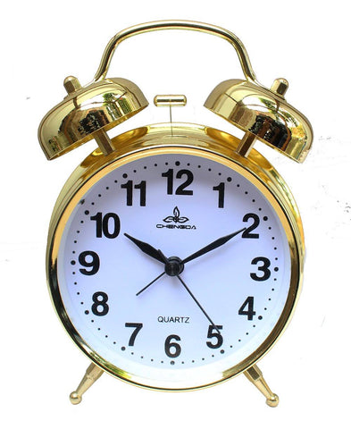 Bright Gold Alarm Clock - Black Lettering