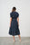 Self Coloured Embroidery Dress With Belt By Caju - Navy