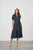 Self Coloured Embroidery Dress With Belt By Caju - Navy