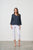 Relaxed Fit V Neck Blouse By Caju - Navy