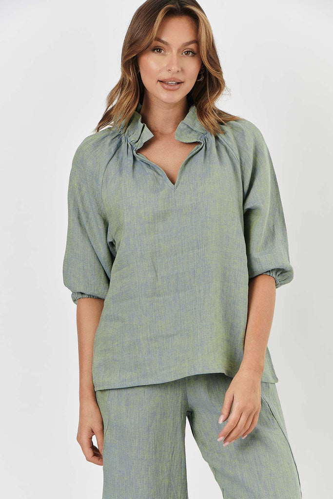 Linen Top By Naturals By O&J - Wakame