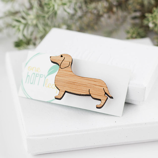 One Happy Leaf Sausage Dog Brooch