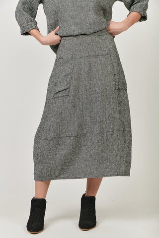 Linen Skirt Naturals By O&J - Black Puppy Tooth