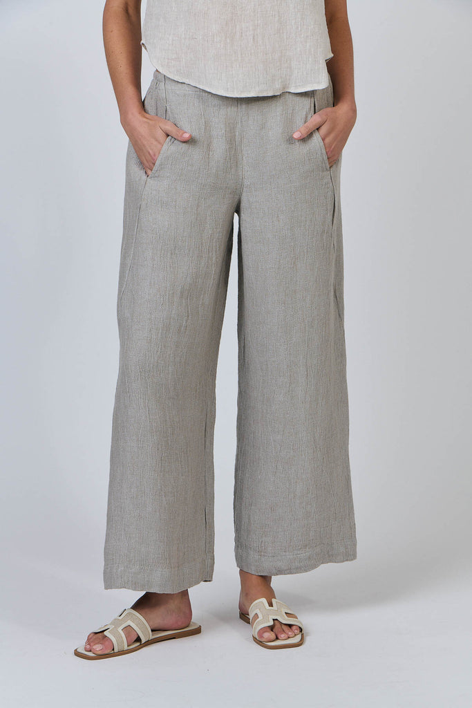 Wide Leg Linen Pant By Naturals By O&J - Cement