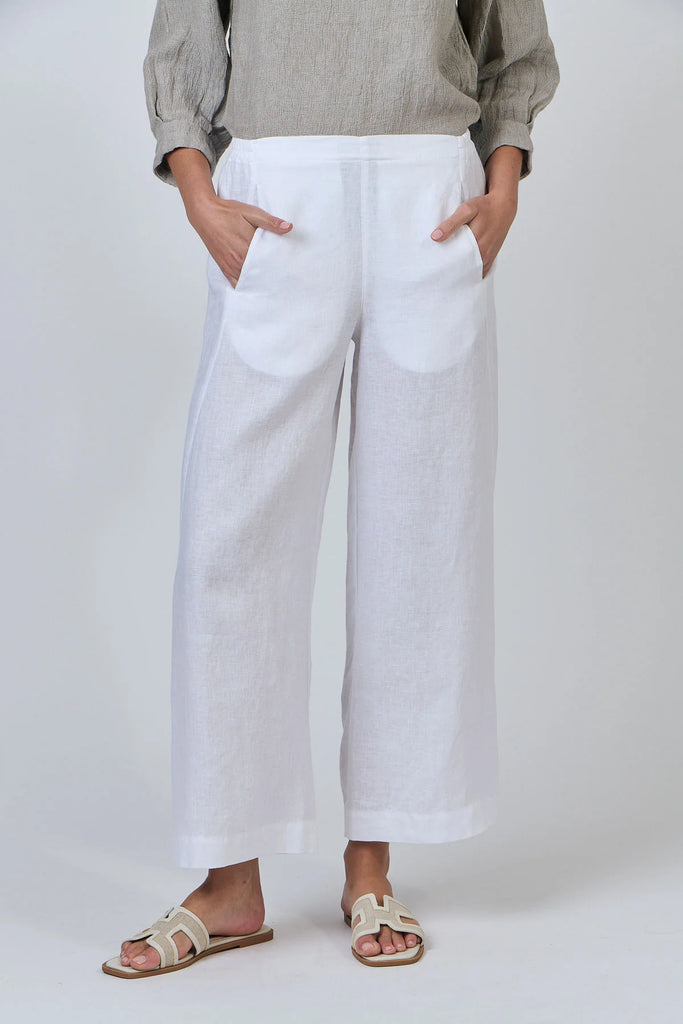 Relaxed Leg Linen Pant Naturals By O&J - White