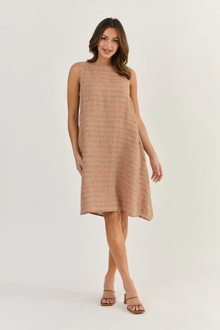 Linen Dress Naturals By O&J - Brick