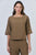 Round Neck 3/4 Sleeve Linen Top By Naturals By O&J - Tobacco