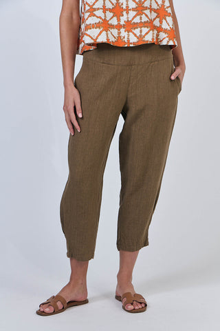 Relaxed Leg Linen Pant By Naturals By O&J - Tobacco