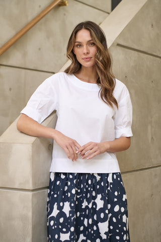 Relaxed Boxy Poplin Top By Naturals By O&J - White