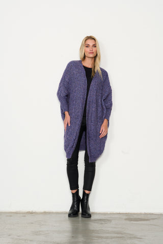Cable Knit Cardigan By Holmes & Fallon - Grape