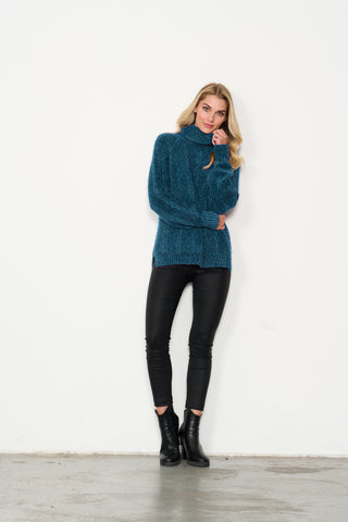 Roll Neck Jumper By Holmes & Fallon - Teal